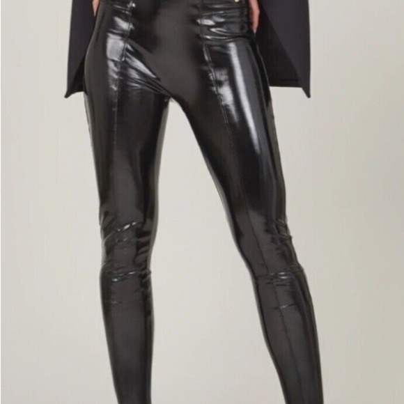 SPANX Faux Patent Leather Leggings Small Black NWT whimsygoth bikercore y2k - Picture 1 of 5